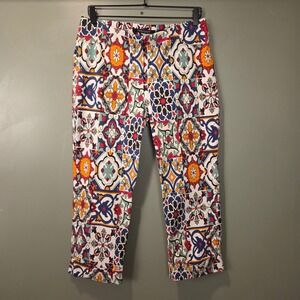 Insight Women's Patchwork Style Pull On Cropped Pants Size 14 Multi Tile Mosaic